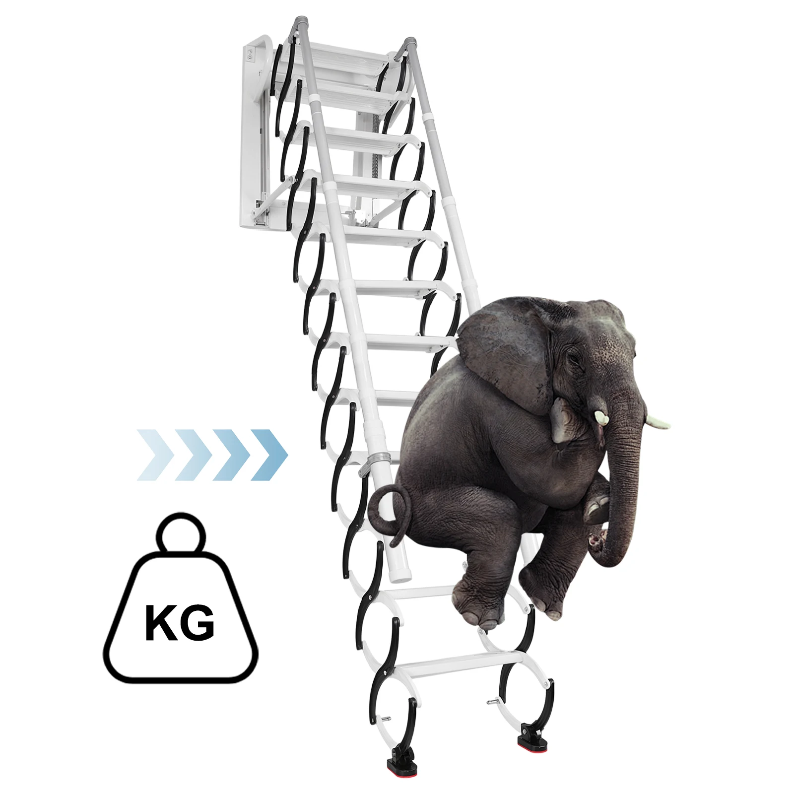 Wall-Mounted Folding Stairs Telescopic Attic Ladder (12 Steps 3.05-3.5M)