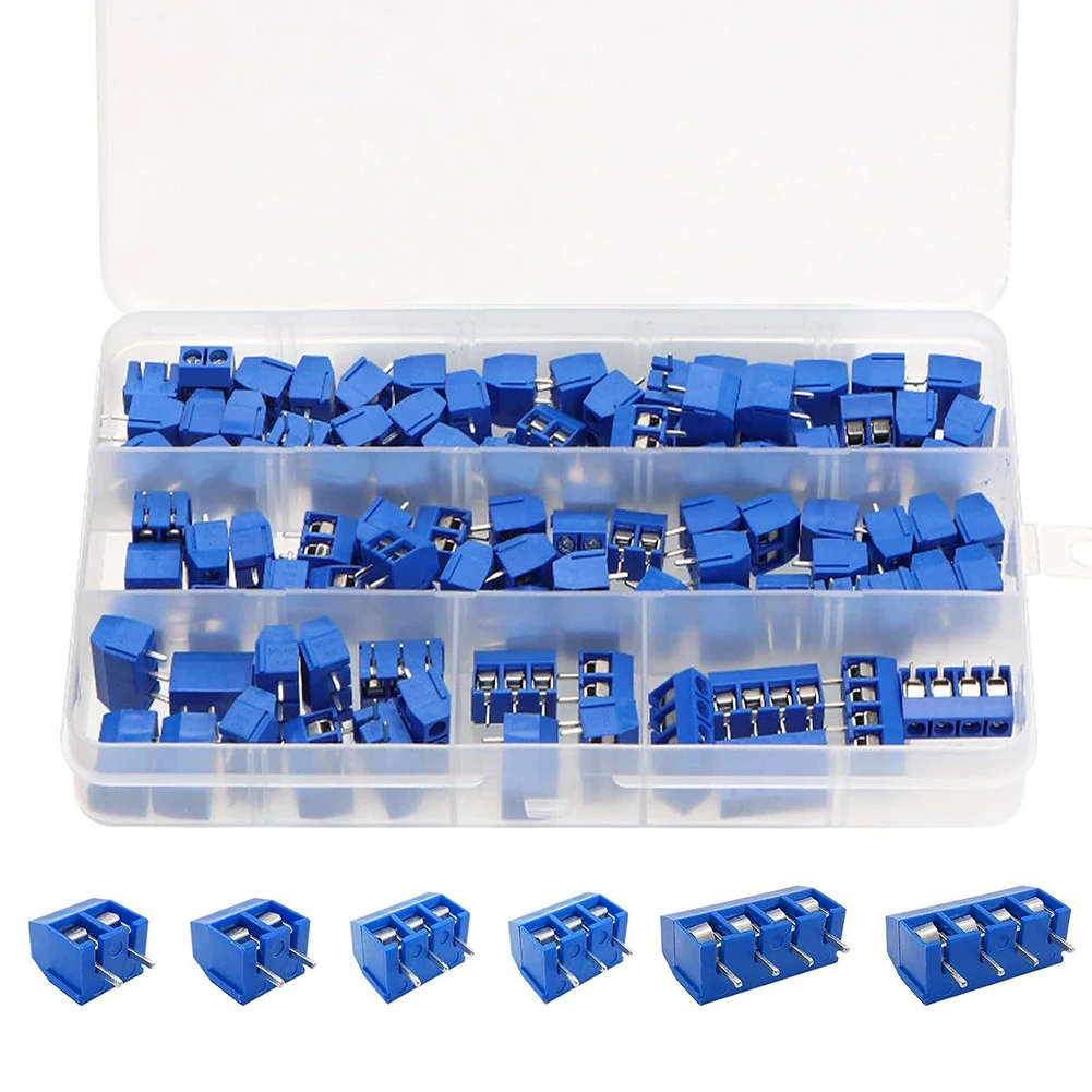 100Pcs KF301-2P KF301-3P KF301-4P PCB Screw Terminal Block 2 Pin 3 Pin 4Pin Wire Connector 5mm Pitch for Breadboard PCB Board