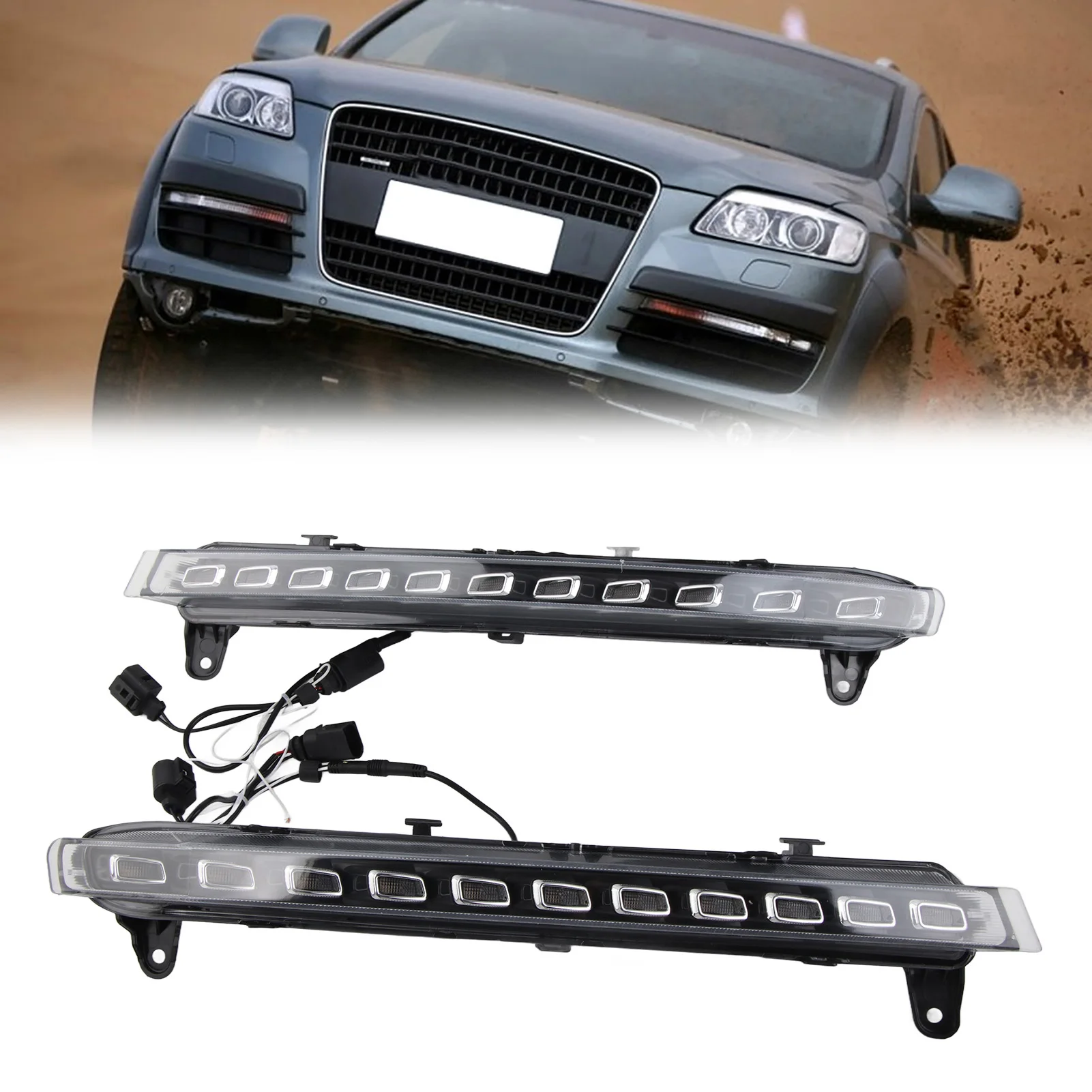 

1Pair Car Daytime Running Light Turn 2‑Color DRL LED Fog Lamp for 06‑09 Car DRL DRL Turn Light DRL Fog Lamp