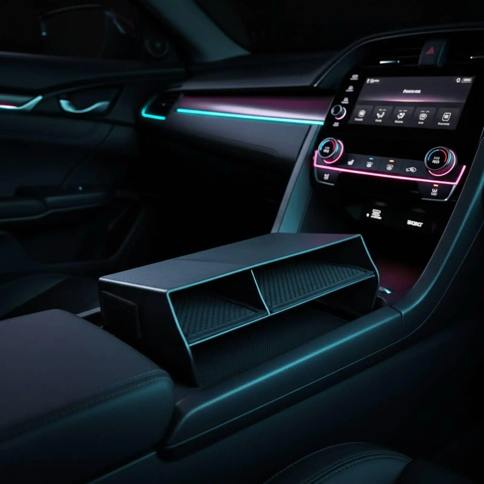 Vehicle Civic Middle Console Box Multi-Compartment Car Middle Console Organizer