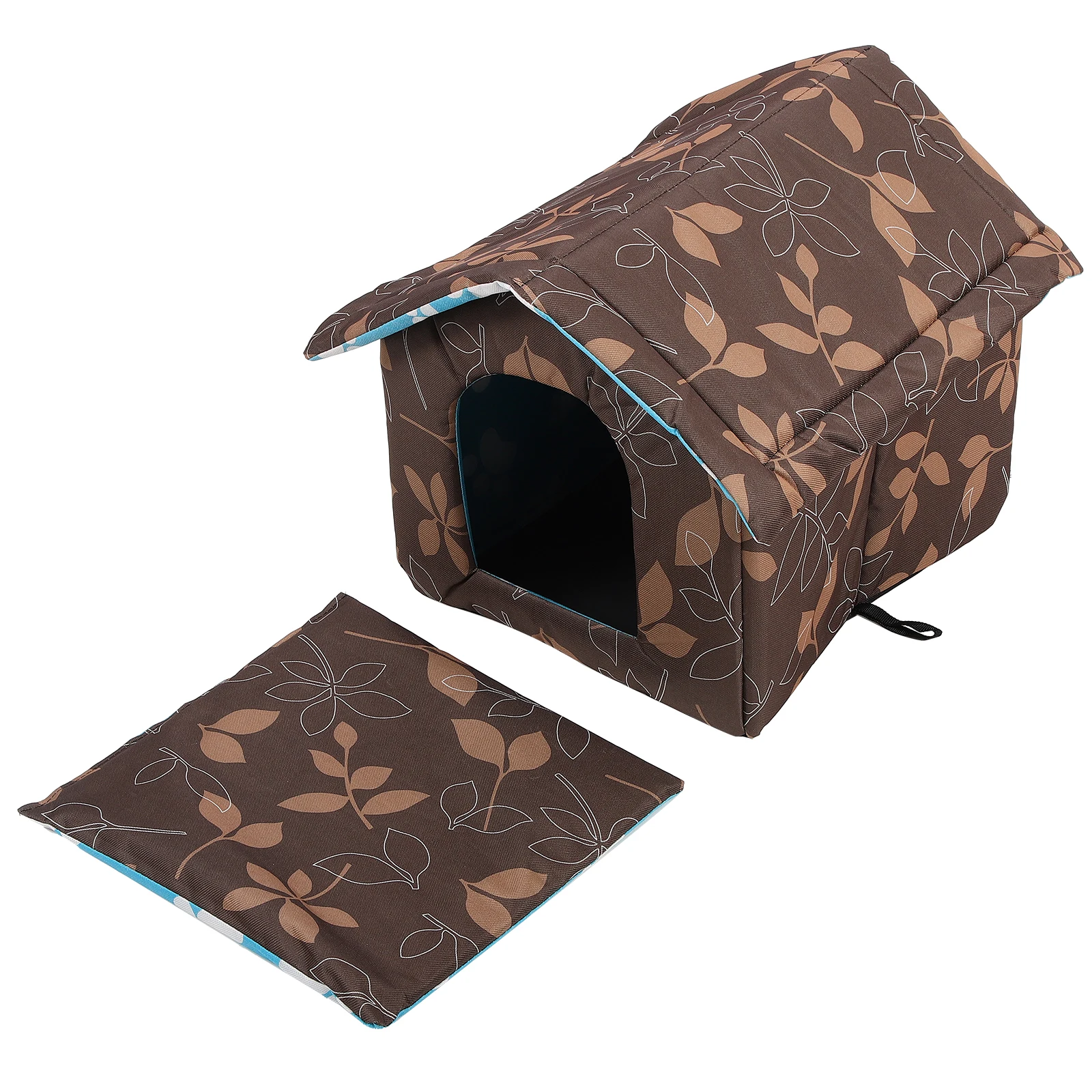 

Pet Warm House M Size Leaf Brown Waterproof Oxford Cat Outdoor House Fabric Foldable Dog Cat Nest Outdoor Shelter