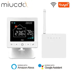 MIUCDA Tuya WiFi Smart Thermostat RF 433 Wireless Temperature Controller Battery powered Smart Home Works With Alexa Google Home