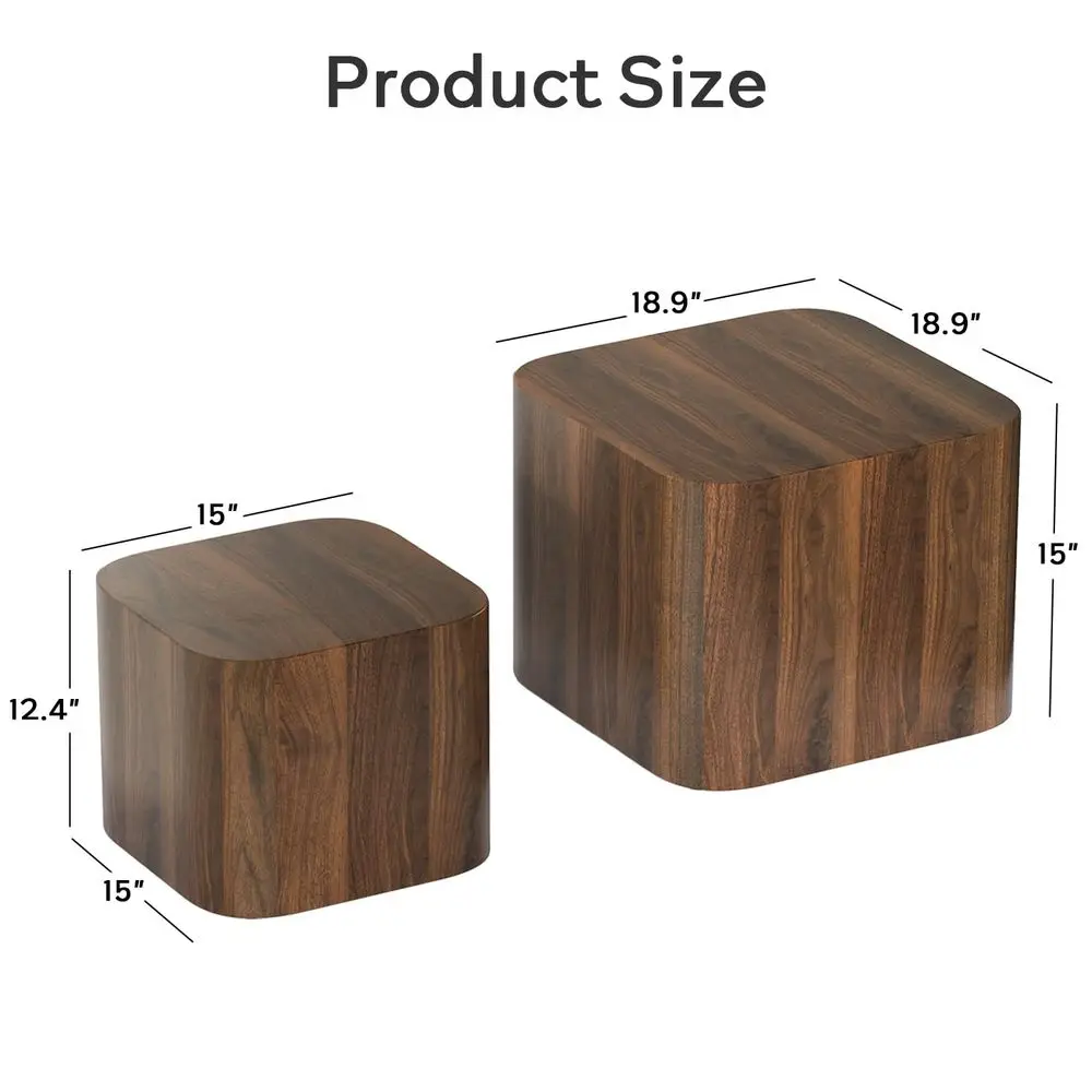 

Coffee Table Set of 2, Modern Coffee Table and End Table Sets, Small Wooden Nesting Side Tables for Living Room Bedroom Apartme