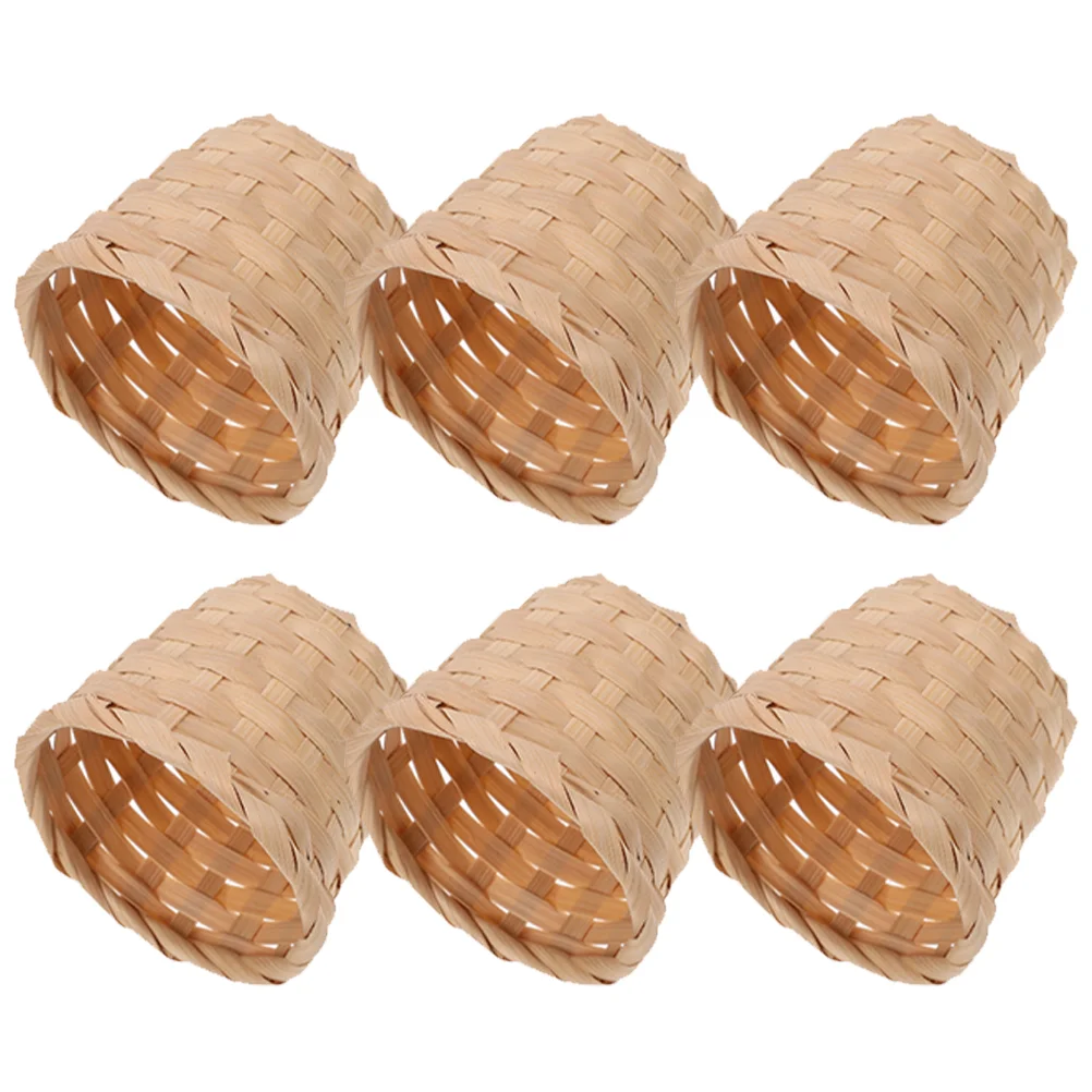 

6 Pcs Girl Bamboo Storage Basket Mini Tiny Candy Gifts Baskets Multi-function Flower