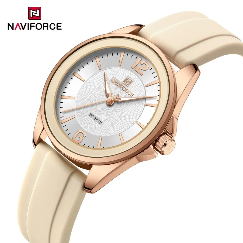 NAVIFORCE NF5068 Simple Ladies' Watches Casual Quartz Silicone Strap Luminous 3ATM Waterproof Watch