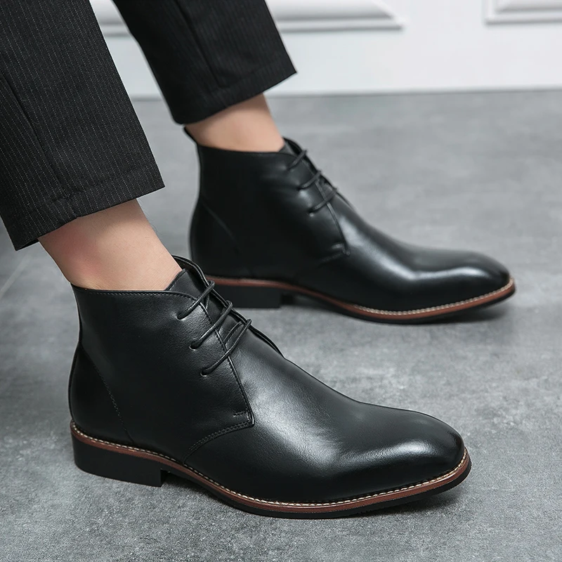 Patent Leather Luxury Brand Chelsea Designer Boots Wedding Dress Formal Man Ankle Business Winter Elegant Shoes for Men Footwear