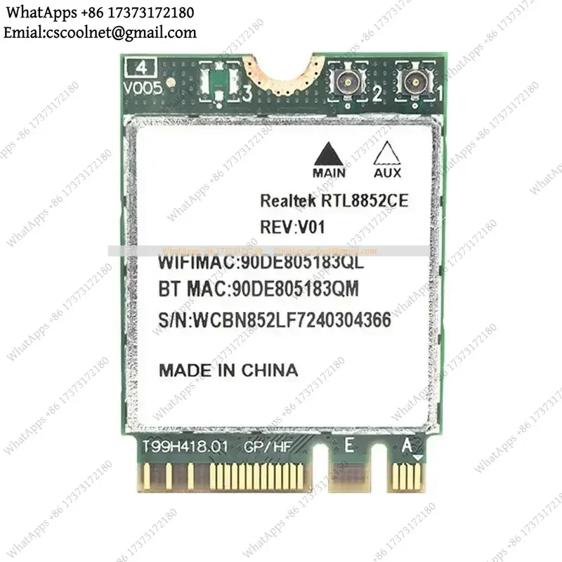 JS02 RTL8852CE WiFi 6E M.2 Network Card 5400Mbps Bluetooth 5.3 Tri-Band 2.4/5/6GHz For Windows 10/11