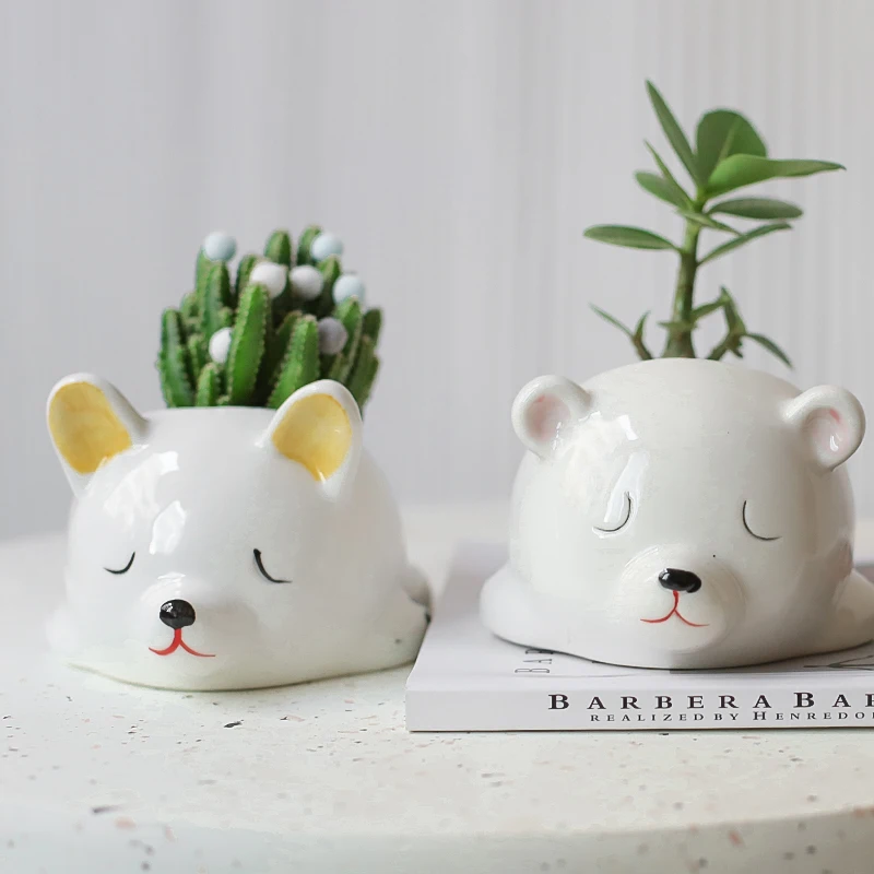 

Newest Small Cute Lying Bear Flower Pot Creative Plant Pots macetero Balcony Decorative Suculentas Planter