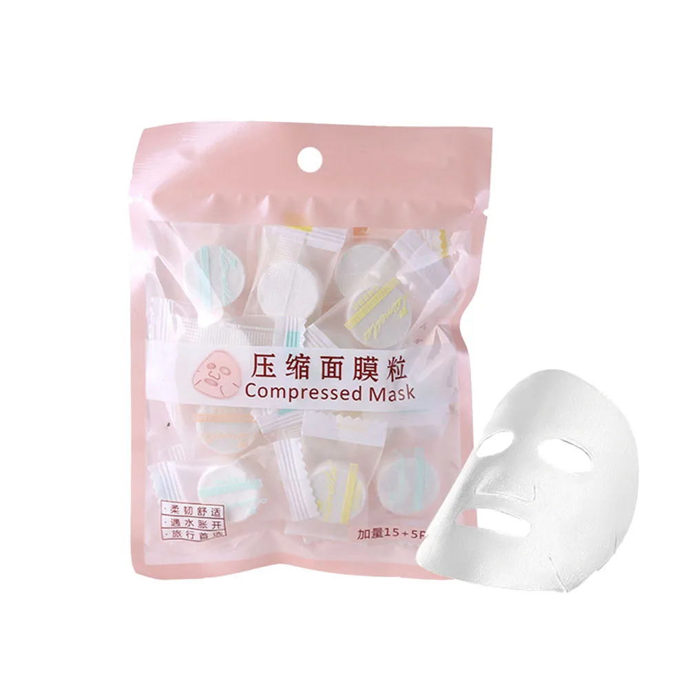 

20Pcs Compressed Nonwoven Face Mask Disposable Facial Masks Soft Breathable Lightweight Natural Fiber for Oil Absorbing Skin