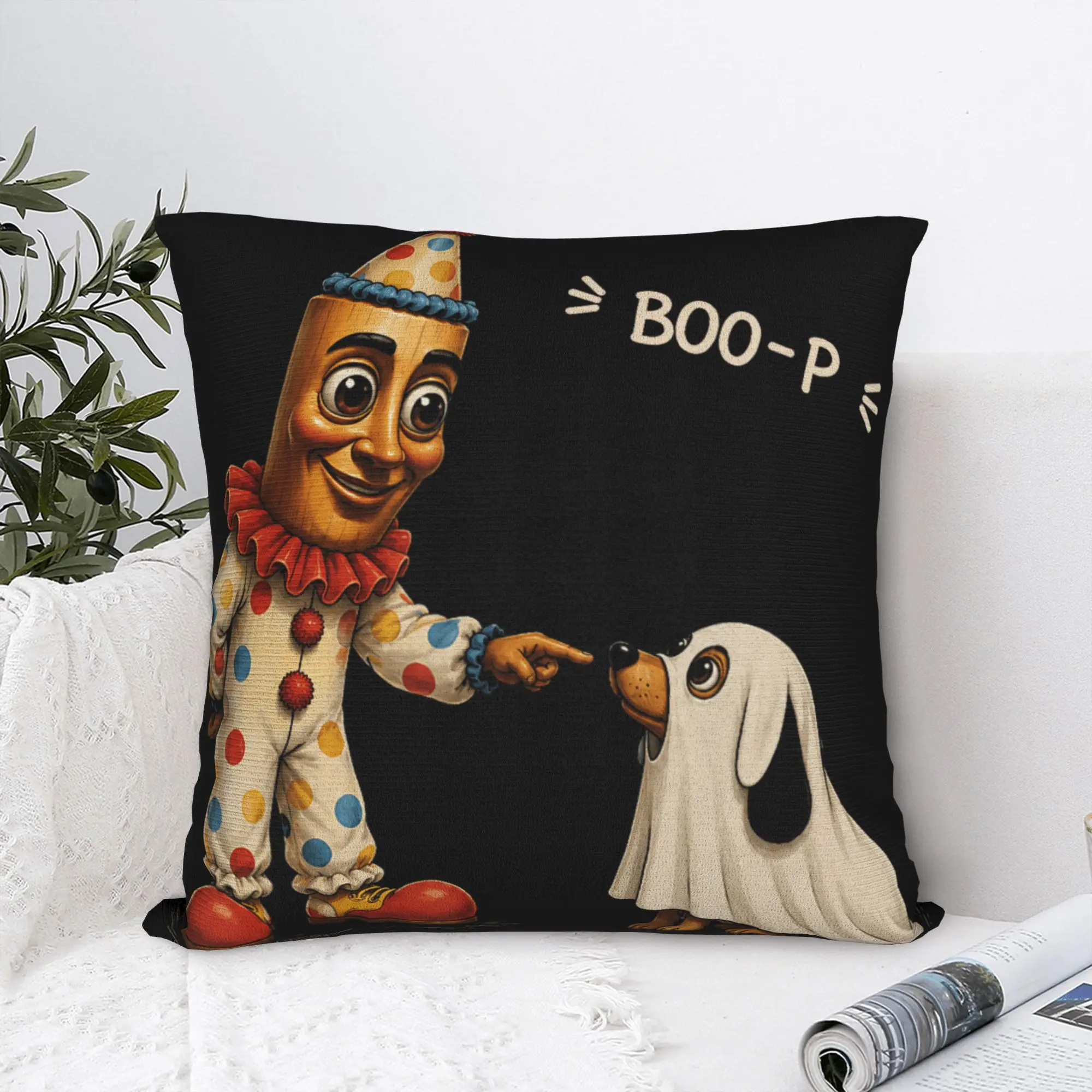 Tung Tung Sahur Dog Ghost Nose Boop Halloween Dog Lover Pillow Cover Pillow Case For Sofa Bedroom Home Decor Cushion Cover Gift
