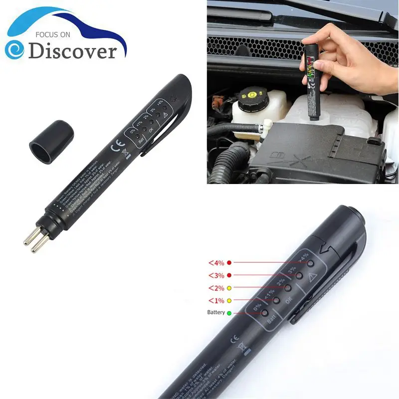 Auto Car Brake Fluid Liquid Tester Pen With 5 LED High Precision Portable Use Display Testing Mositure Of Brake Oil For DOT3/4
