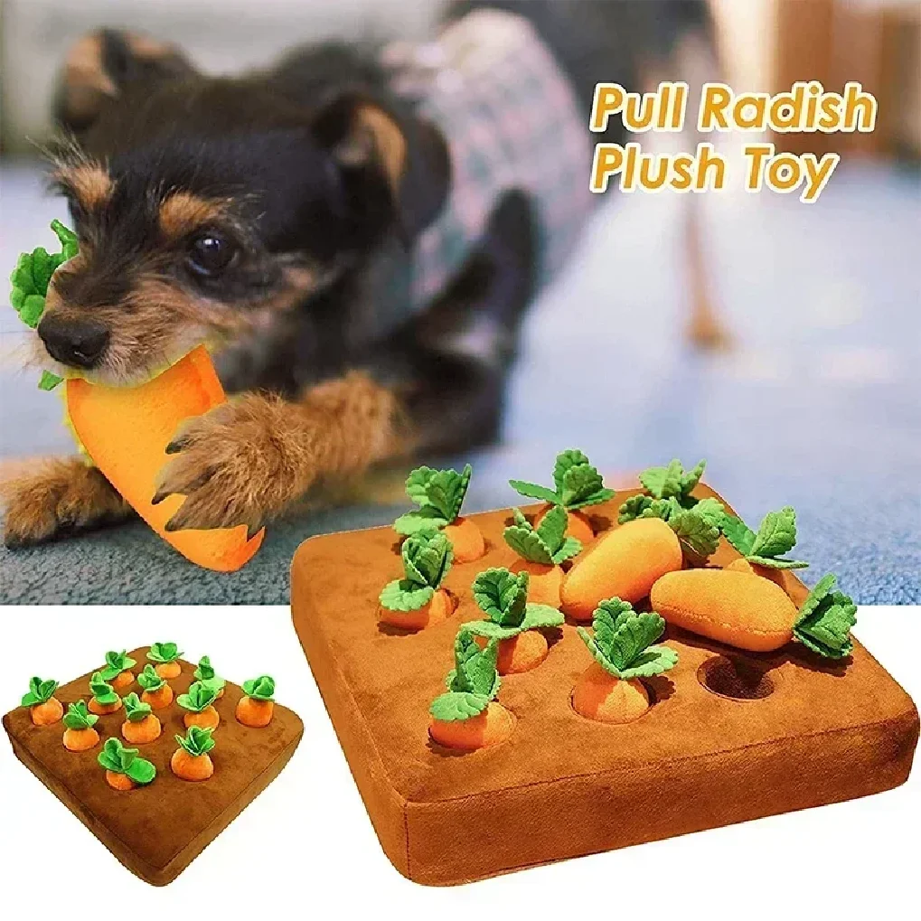 

Dog Toys Snuffle Mat for Pet Carrot Plush Toy Mat Innovative Plush Vegetable Field Pull Radish Plush Carrot Dog Interactive Toys