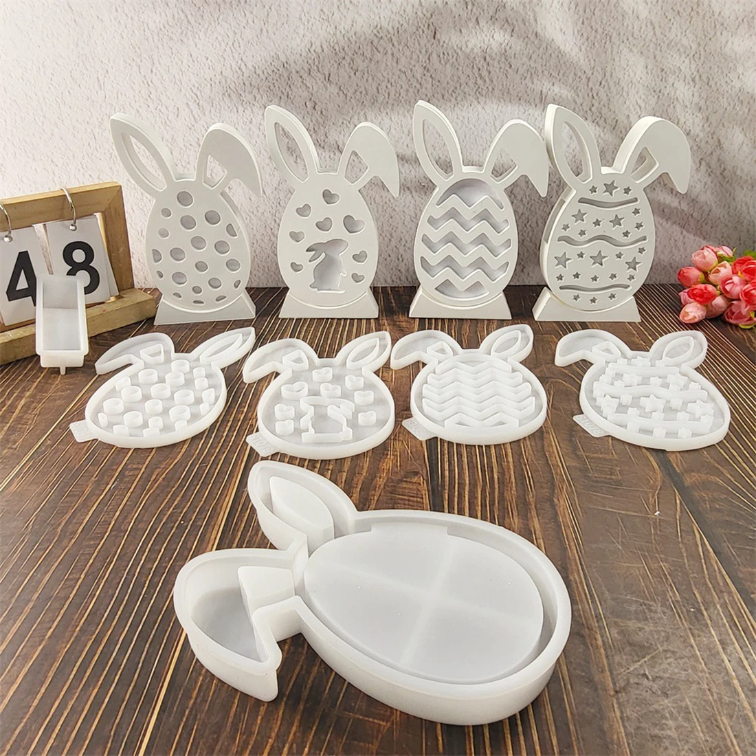 Easter Egg Rabbit Hollow silicone Mold Light Lamp Cement Gypsum Silicone Mold Crystal Drip Plaster Decorative Mould