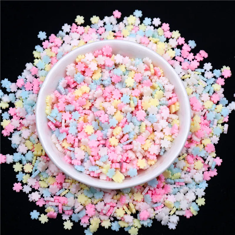 10g Hot Clay Mixed Cherry Blossoms Flower Sprinkle Polymer Clay Slices Nail Art Decorations Manicure Design Accessories Tool