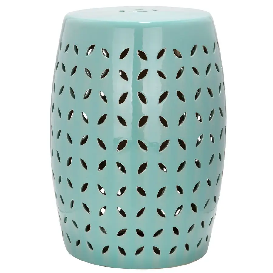 

Lattice Petal Ceramic Decorative Garden Stool, Robins Egg Blue