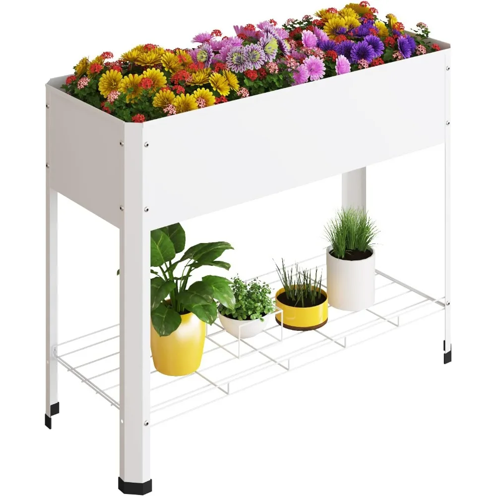 Elevated Metal Planter Box with Removable Legs for Growing Herbs, Vegetables, Flowers, and Succulents
