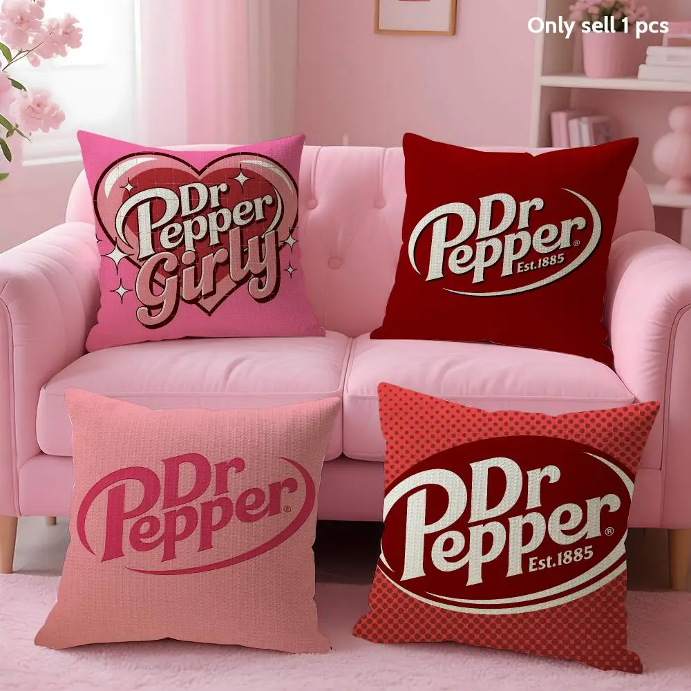 Fashion D-Dr Pepper Cushion Cover Natural Linen Organic Fabric Double-Sided Printing Sofa Home Decor Gift Pillow Case