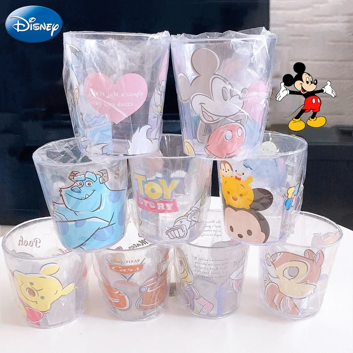 

Disney Series Kids Cup Mickey Minnie Mouse Children Drink Water Milk Mug Mouthwash Cup Pooh McQueen Cartoon Teeth Cylinder Cup