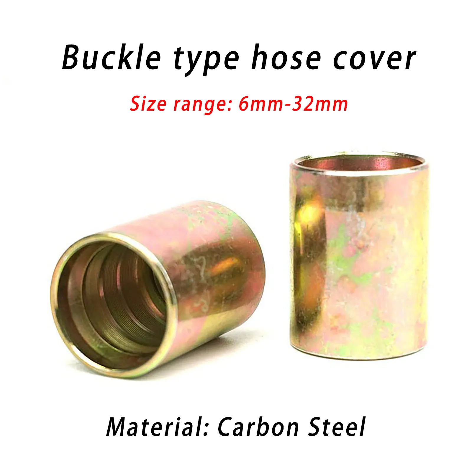2Pcs 6-32mm crimping type hose joint, high-pressure oil pipe joint, hydraulic steel wire hose crimping head, carbon steel sleeve