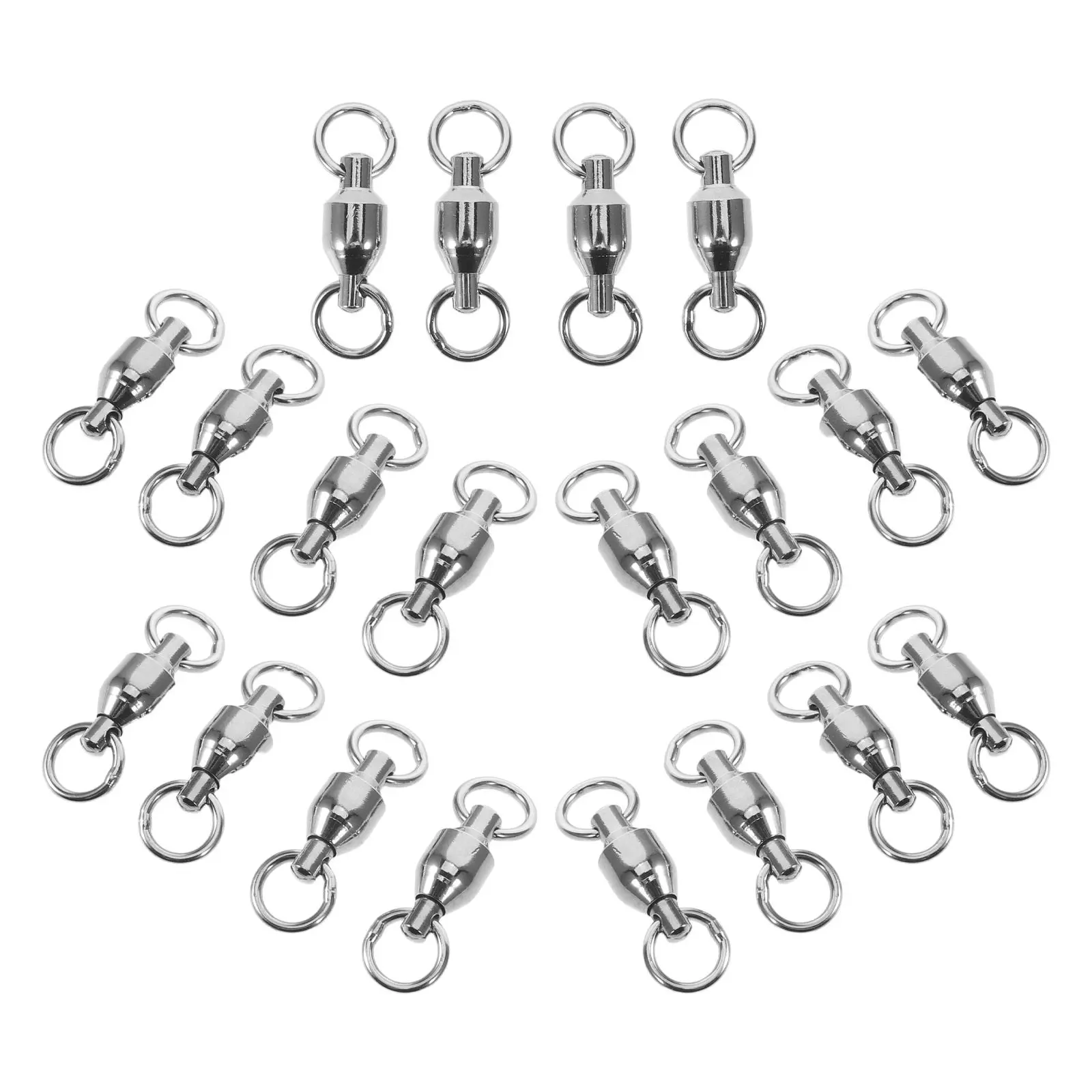 20Pcs Metal Swivel Snap Hooks Detachable Ball Bearing Rotation Connectors for Freshwater Saltwater Fishing Tackle Lanyard Clasp