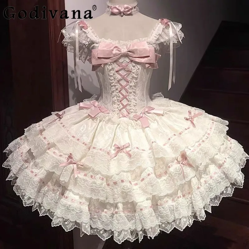 

Lolita Original Daily Lolita Dress for Ladies Japanese Style High Waist Sweet Cute Dress Women's Sleeveless Princess Dress