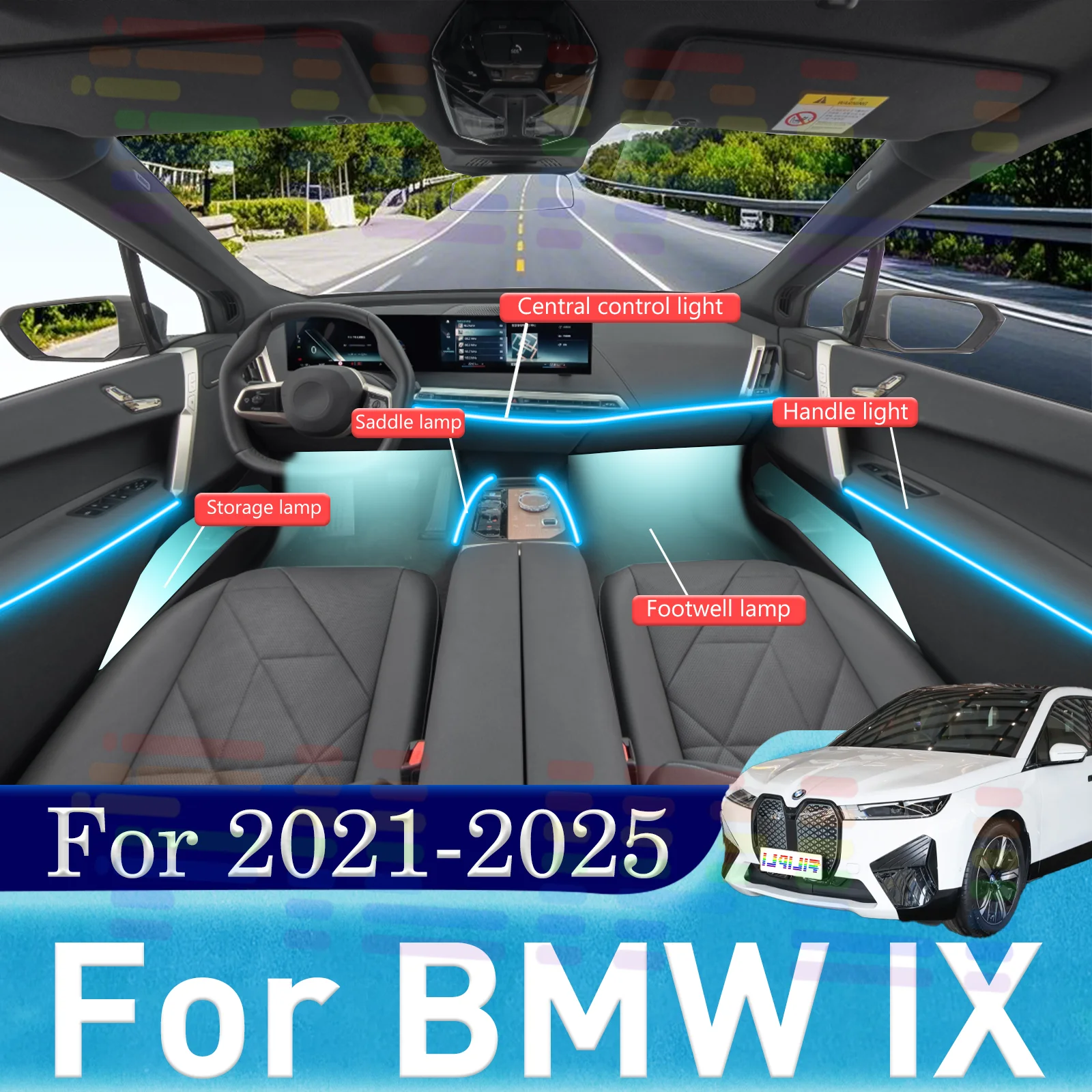 

For BMW IX I20 Add Luxury to Yacht Club Drives with Hidden LED Light Belts for Car Interiors Equipped with 64 Nautical Hues