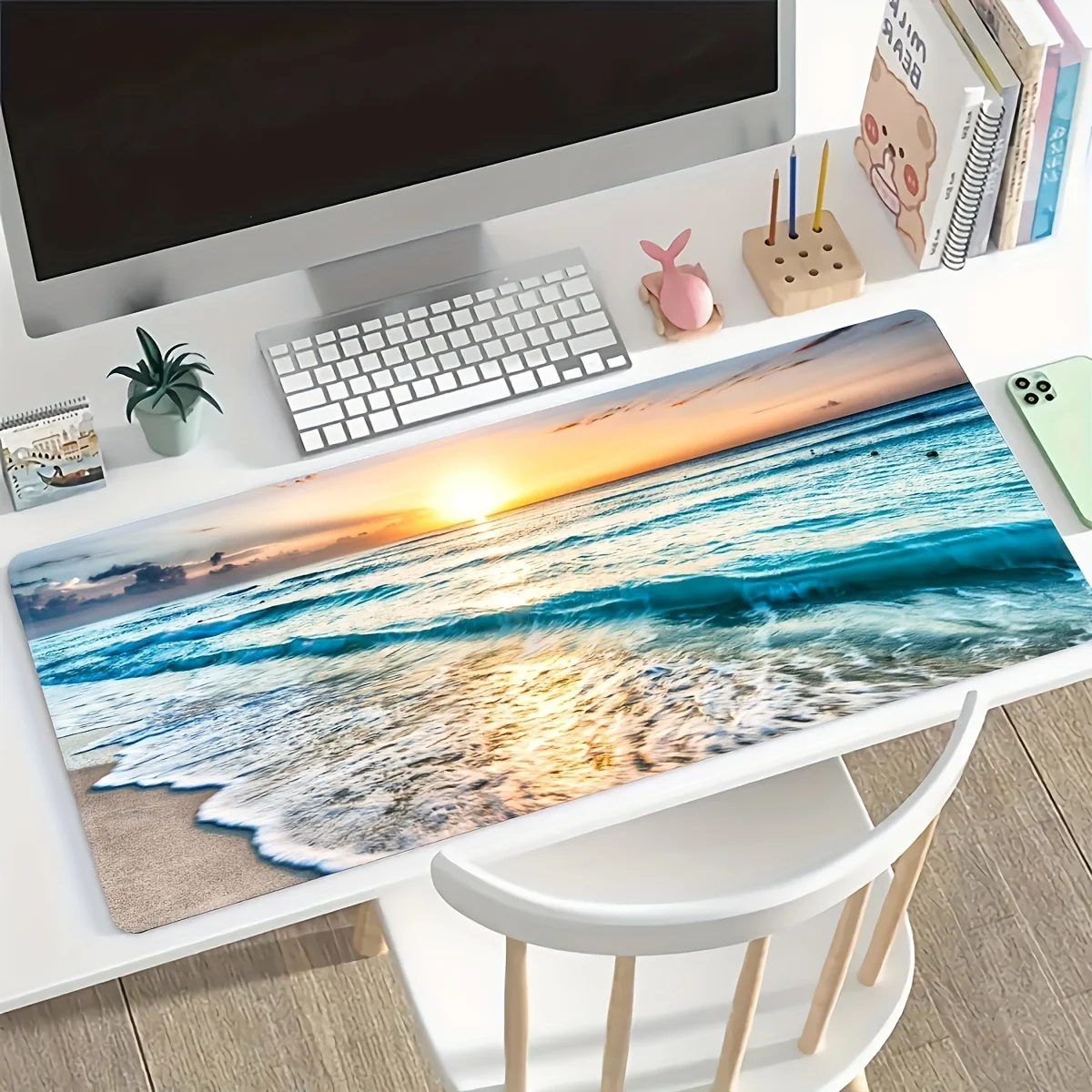 Ocean Sunset Wave Extra Large Extended Desk Pad Rubber Base Non-Slip Gaming Mouse Pad