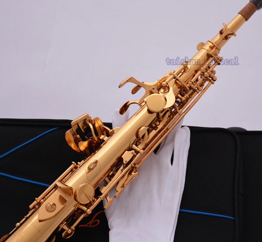 

Professional TAISHAN Gold Soprano Sax Saxophone High F# 2 Necks ALL Accessories 2025