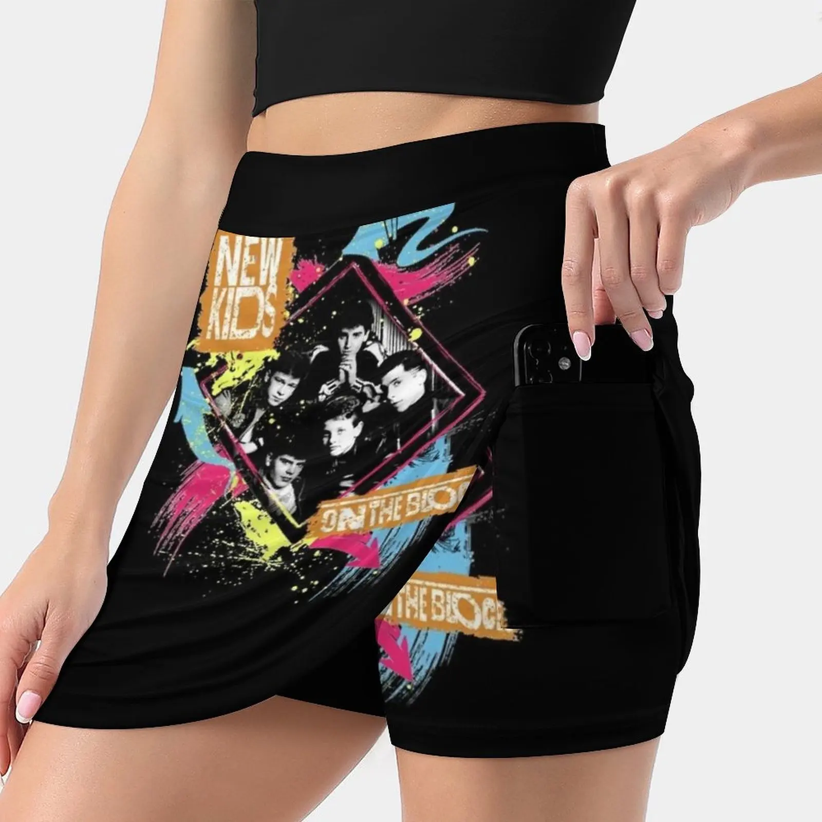 Nkotb Men'S Retro Women's skirt With Pocket Vintage Skirt Printing A Line Skirts Summer Clothes Singer 70S 80S Alternative