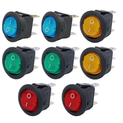 10Pcs Led Switch 20A 12V Light Power Switch Car Button Lights ON/OFF 3Pin Round Snap Rocker Button For Househeld DIY Replacement