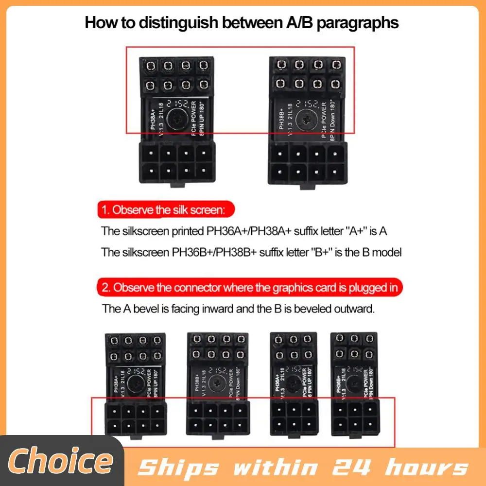3-1PCS Turn Connector 8 Pin GPU Power Board 6 Pin GPU Power Connector 180 Degree Angle for Desktops Graphics Card