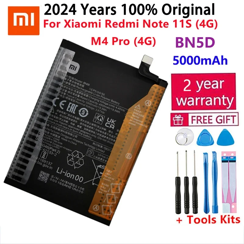 

2024 Years 100% Original 5000mAh BN5D Battery For Xiaomi Redmi Note 11S 11 S 4G M4 PRO 4G Mobile Phone Batteries Fast Shipping