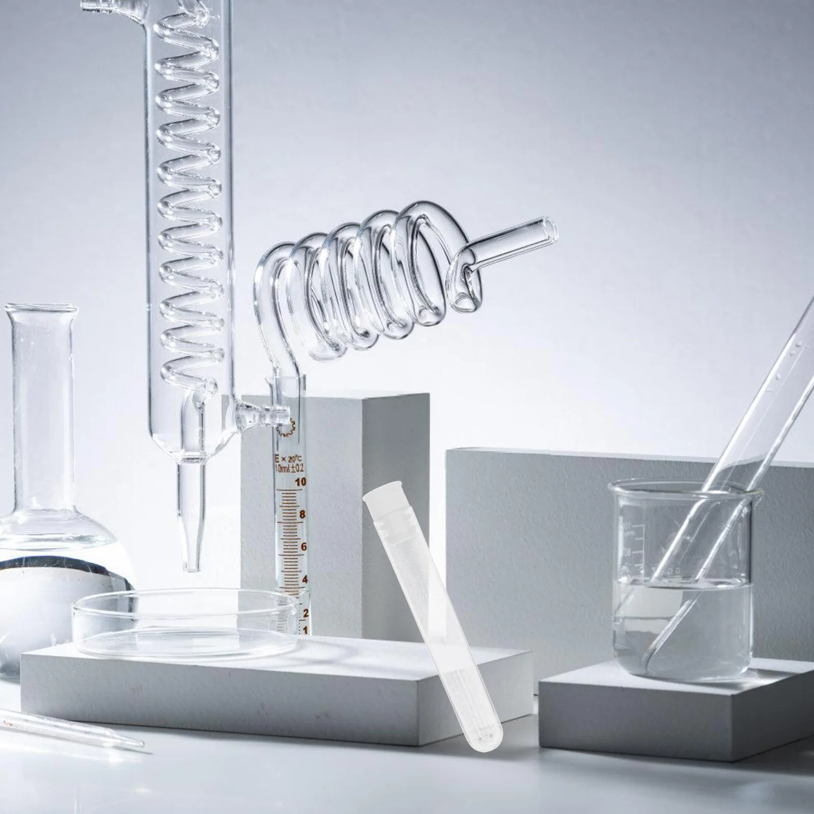 

50 Pcs Test Tubes Medium Transparent Plastic with Lid Laboratory Travel