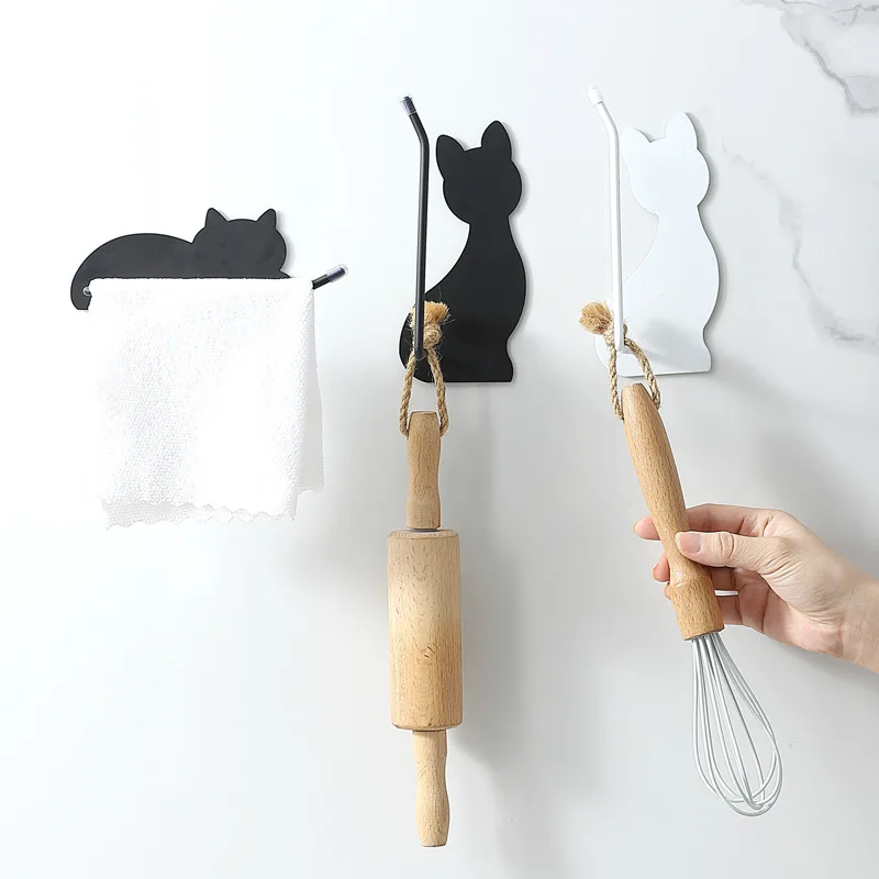

Cat Non-punching Lazy Rag Rack Toilet Paper Cling Film Wall-mounted Storage Rack Kitchen Stainless Steel Paper Towel Stand New