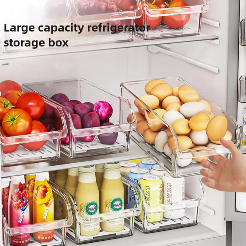Contenedores Organizadores para Refrigerador - Cajón de Plástico Transparente para Huevos, Verduras, Frutas, Bocadillos, Bebidas y Alimentos, Organización y Almacenamiento, Jordan 1 Travis Scott, Jordan 4, Contenedores de Almacenamiento Metálicos Púrpura