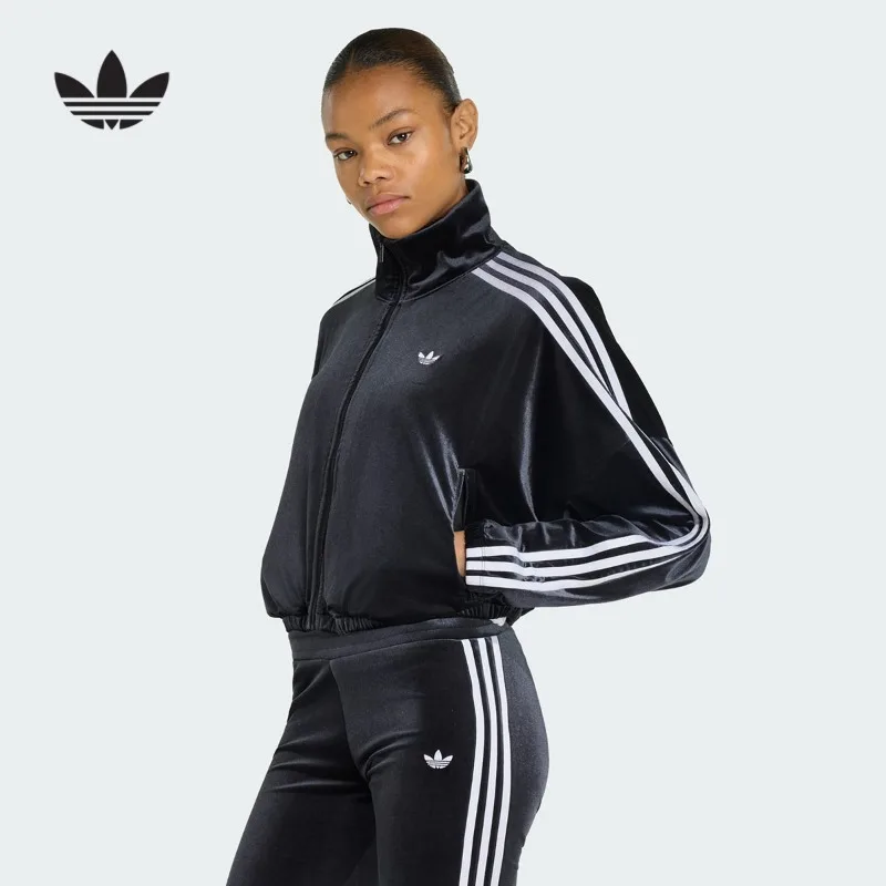 Adidas Clover Autumn Women's Stand-up Collar Short Casual Sports Jacket Knitted Jacket KR6511