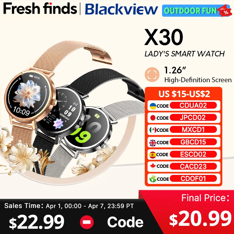 

【World premiere】Blackview X30 Smartwatch 1.26" Display Lady's smartwatch Al voice assistant health monitoring Bluetooth call