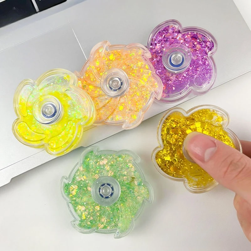New Creative Quicksand Petal Color Powder Finger Top Educational High-speed Fingertip Top Toy Spinning Decompression Toy