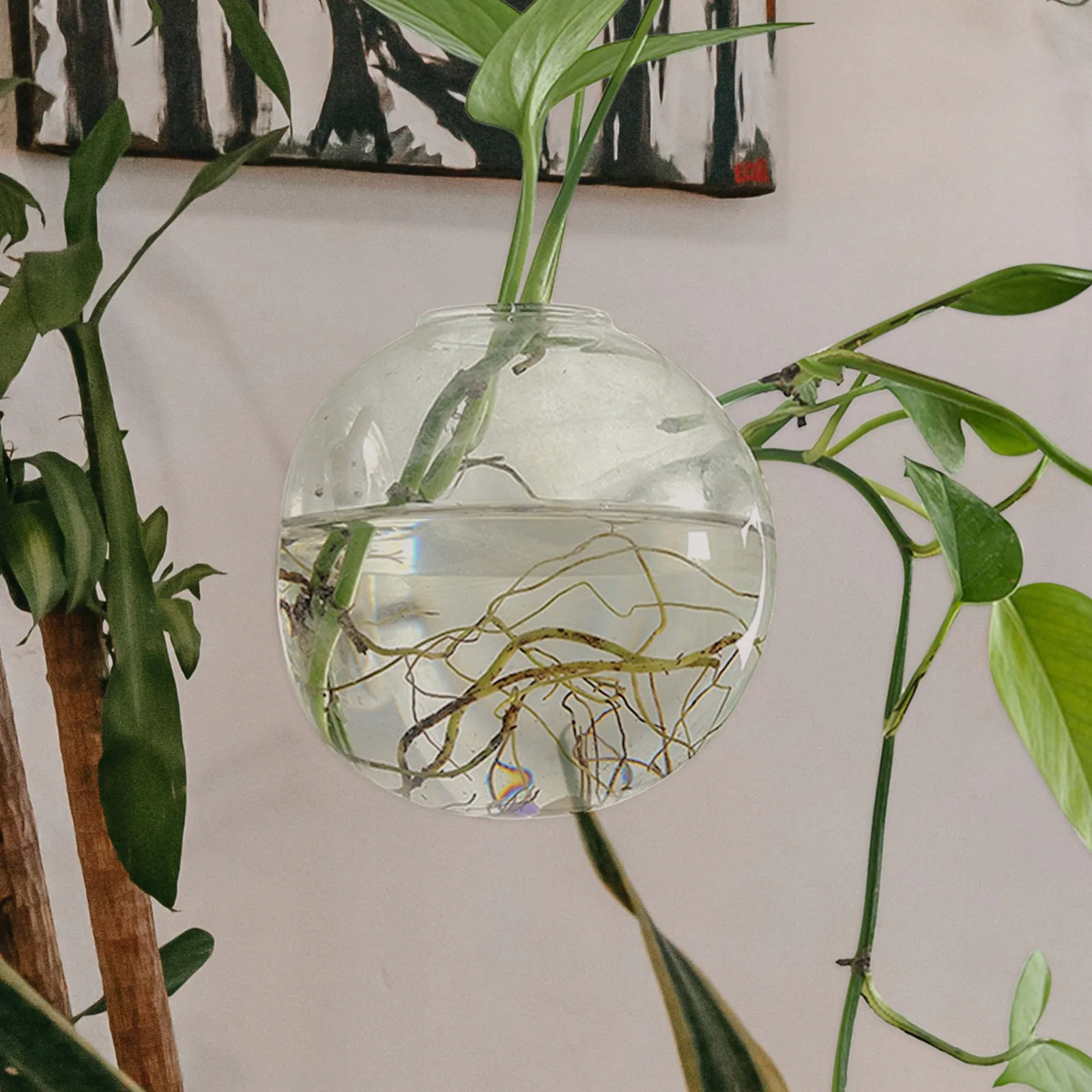 مزهرية زجاجية للزراعة المائية مثبتة على الحائط، زارع معلق على شكل فريد من نوعه لديكور المنزل، زجاجة نباتات زجاجية معلقة