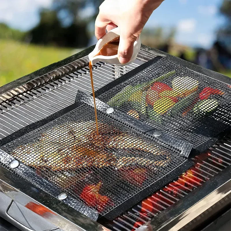 LMETJMA PTFE Mesh Grillzakken Herbruikbare Non-stick BBQ Barbecue Zakken voor Houtskool Gasrokers BBQ Veggie Grillzakken 1PC