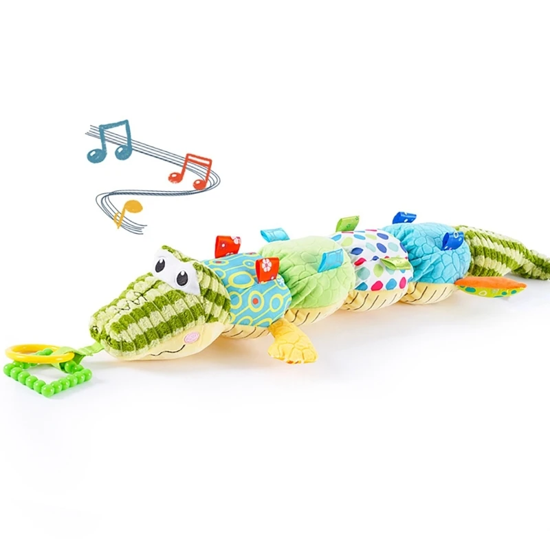 Baby Plush Toy with Ruler and Sound Designs Colorful Soft Stuffed Alligators Baby Toy Plush Dolls Sensory Training