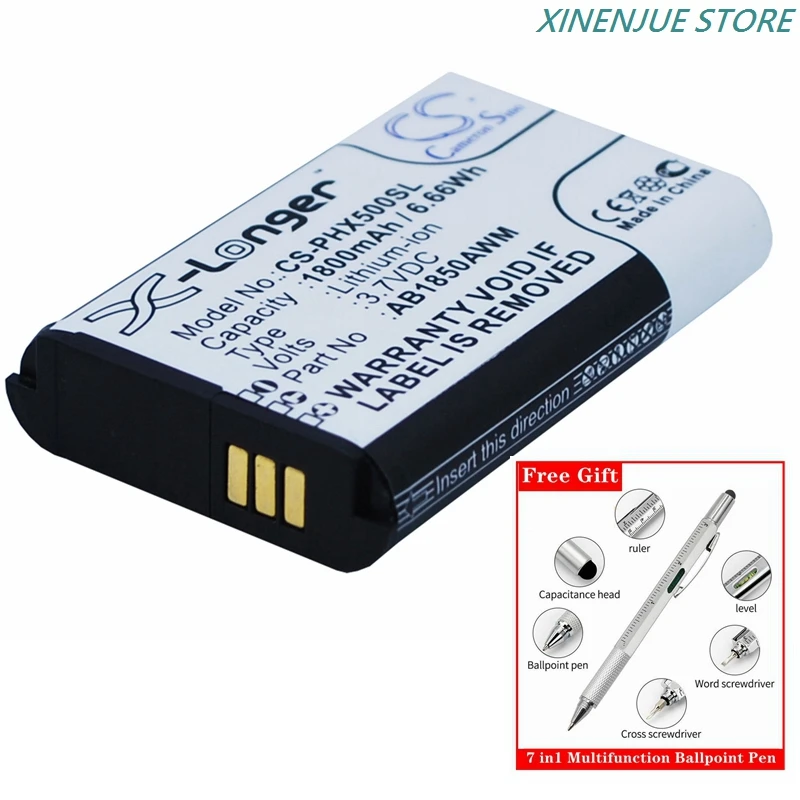 CS Battery 3.7V/1800mAh AB1850AWM for Philips Xenium X500, 9@9K, 9A9K, AB1720AWM, AB1790AWM