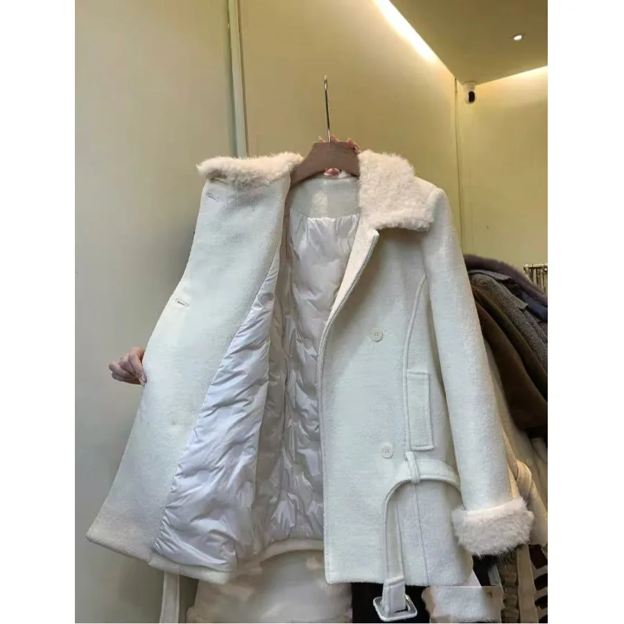 2025 Winter Koreanischer SLE Warmer Wollmantel Zweireihige Knöpfe Mittellange, hochwertige, leichte Maturi-Kreis-Oberbekleidung