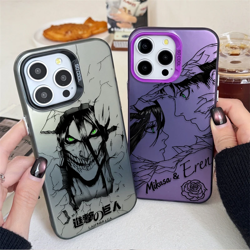 Attack on Titan Mikasa Eren PC Case for Samsung Galaxy S23 S24 S25 S22 Ultra S21 Plus FE A56 A36 A26 5G A16 A06 4G Note 20 Cover