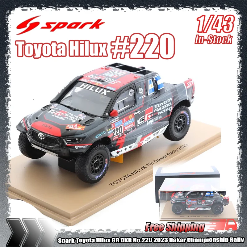 جديد شرارة 1:43 تويوتا هايلكس Gr Dkr No.220 2023 No.205 2022 بطولة داكار رالي محاكاة الراتنج نموذج تحصيل لعبة الهدايا #1