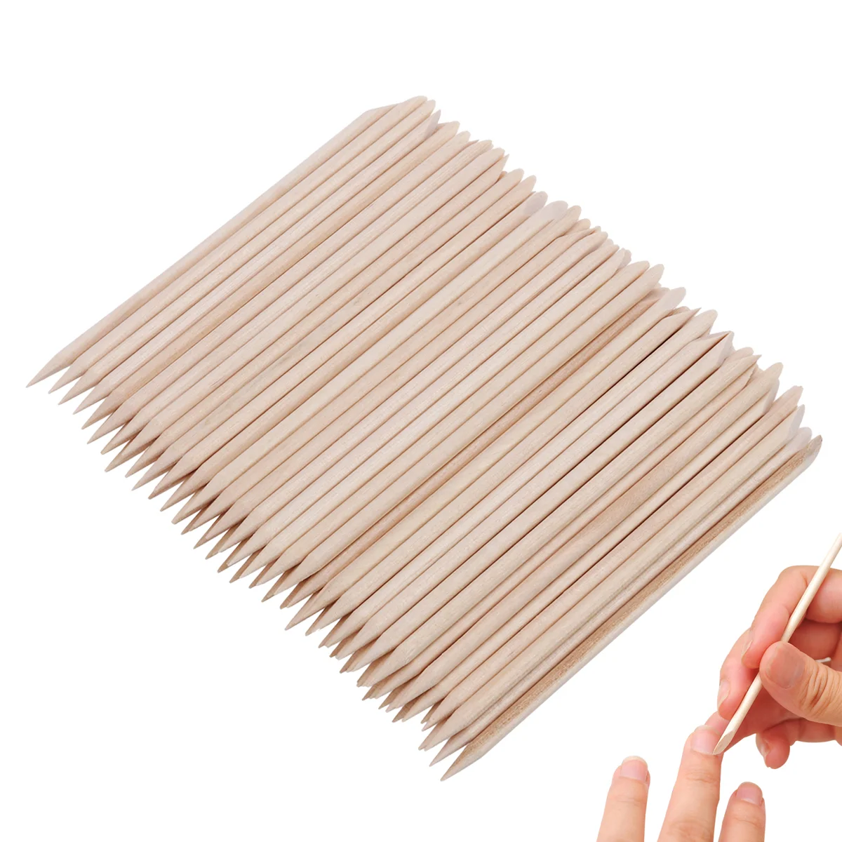 100 Pcs Nail Gel Polish Remover Wood Manicure Tools Pusher Hair Bamboo Orange Stick for Nails