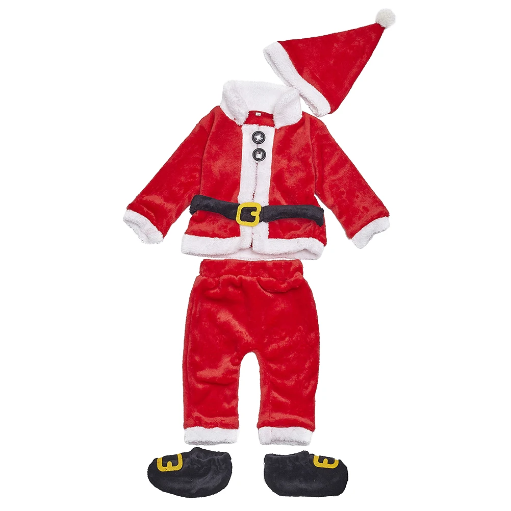 

4 Pieces Baby Christmas Clothing Suits Long Sleeves Santa Dress 80 Cm Gifts Cotton Comfortable Winter Holiday