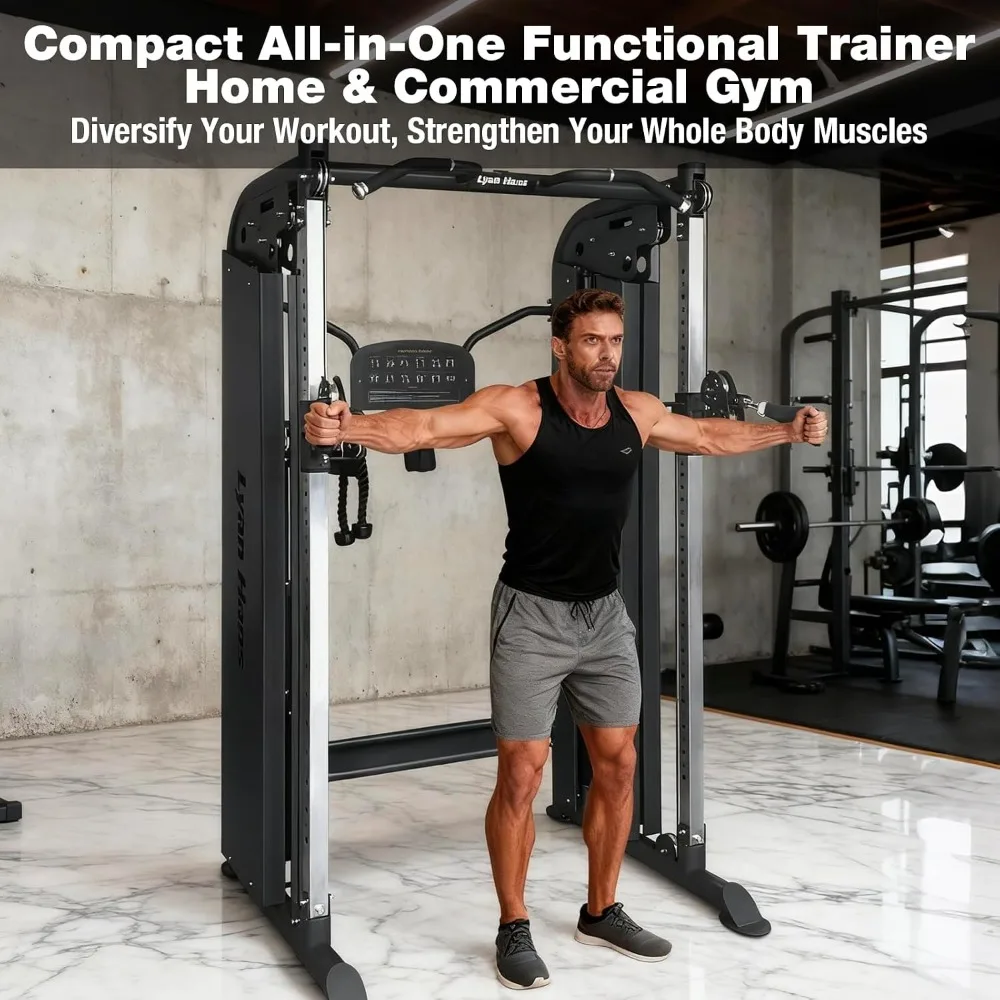Commercial Functional Trainer Cable Machine, Multifunctional Cable Crossover Exercise Machine, All in One Home Gym System