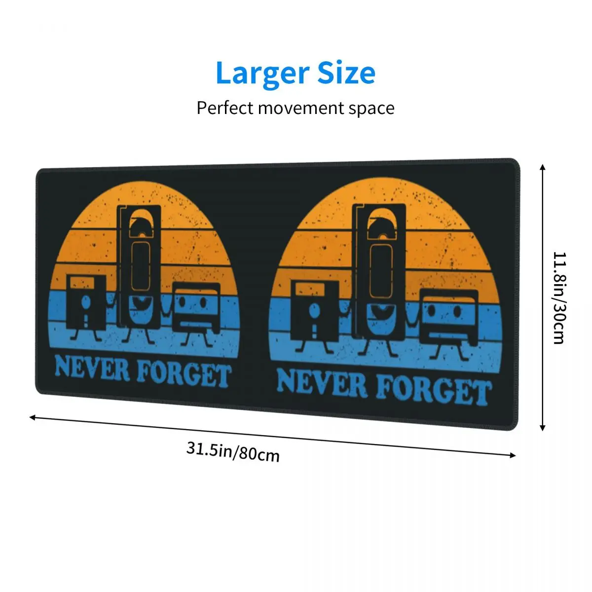 Large Mouse Pad Never Forget -Floppy Disk Cassette VHS Tape Gamer PC Laptop Mats Keyboard Carpet Computer Gaming Desk Mat