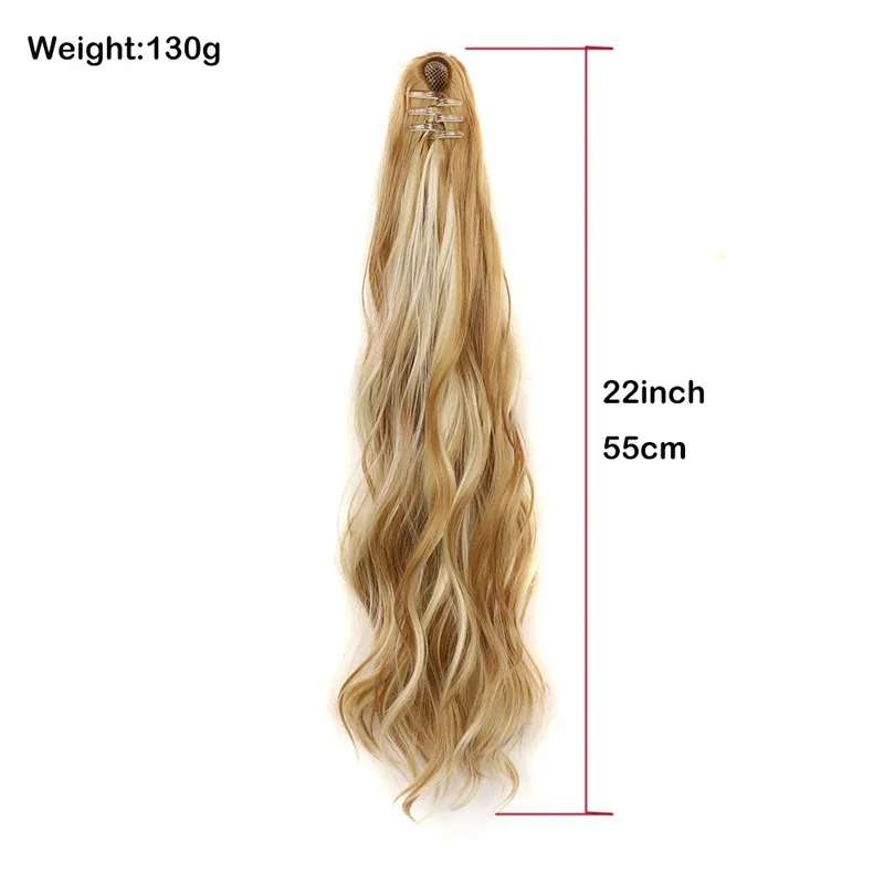 22Inch Synthetic Long Straight Claw Clip On Ponytail Hair Extensions Heat Resistant Pony Tail Hair piece For Women Daily Party